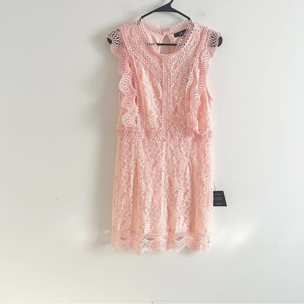 Lulus My Sweetheart Blush Lace Mini Dress Large